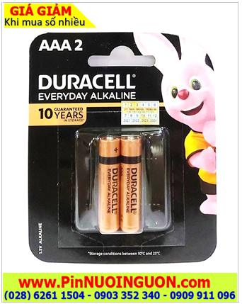 Pin AAA Duracell MN2400-LR03, Pin đũa AAA Duracell MN2400-LR03 Everyday Alkaline 1.5v chính hãng (Loại vỉ 2viên)